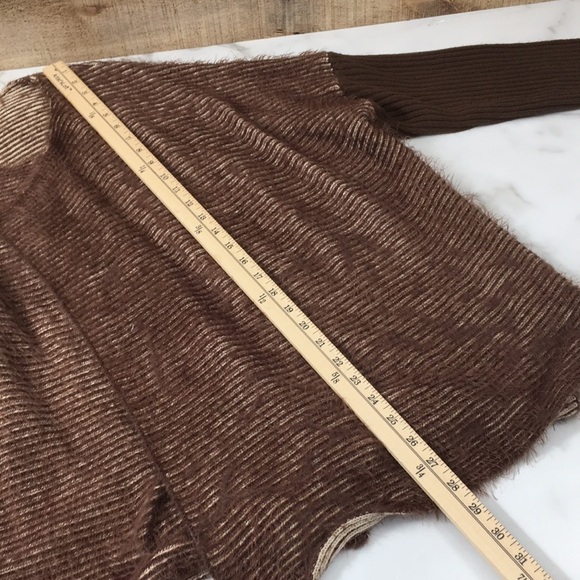 Simply Noelle Brown Tan Striped Cardigan Womens XXL Open Drape‎ Front Eyelash - Picture 10 of 11